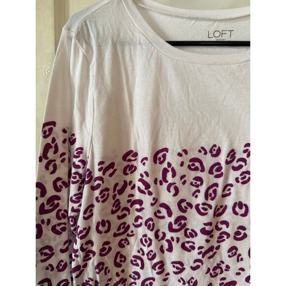 Loft outlet women’s size medium purple cheetah print white long sleeve - Picture 4 of 8